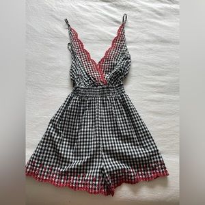 Red and Black Strappy Romper